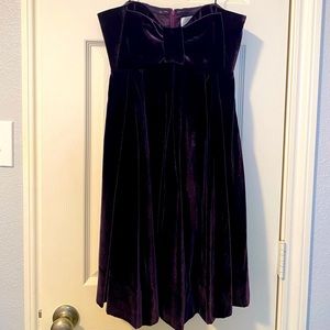 Jill Stuart velvet purple strapless dress with bow